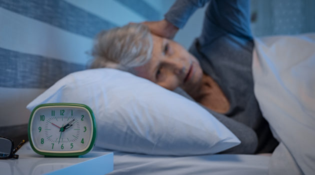 senior woman can't sleep