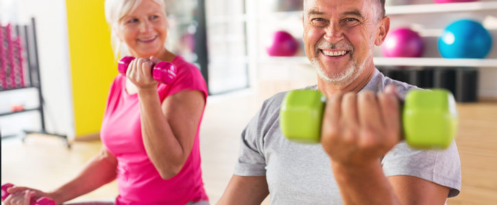 senior couple working out