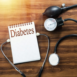 diabetes on notepad with stethoscope