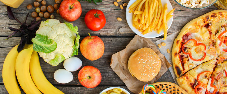 healthy food and fast food