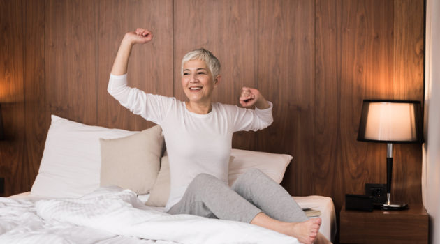 senior woman stretching